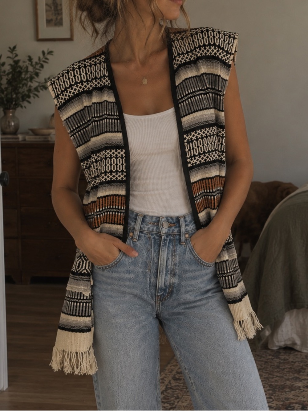 Vintage - Mexican Blanket Shrug Poncho